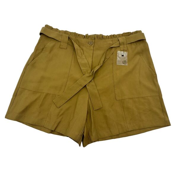 Nine West Women's High Rise Paperbag Shorts zipper closure with button SZ XL NEW - Picture 2 of 8